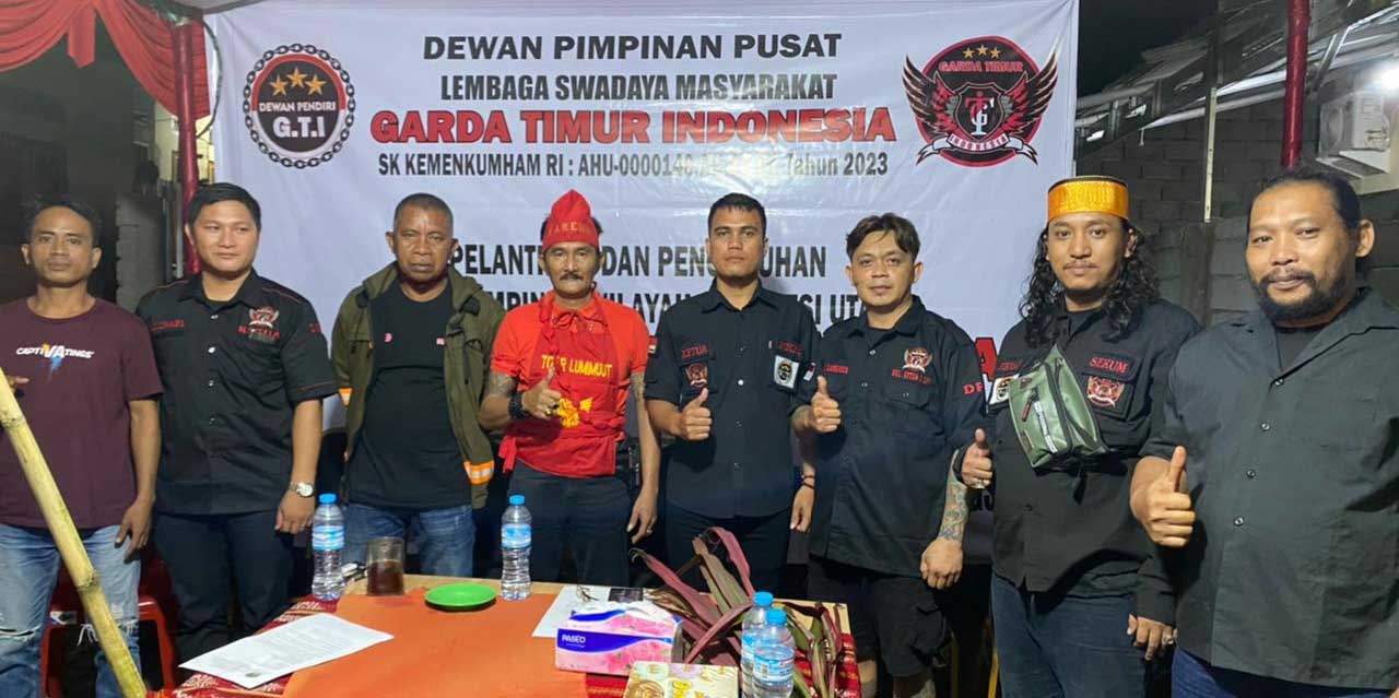 Pengurus DPP Garda Timur Indonesia yang dikukuhkan, Minggu (29/1/2023) di Kecamatan Dimembe, Kabupaten Minahasa, Sulawesi Utara. (ist)