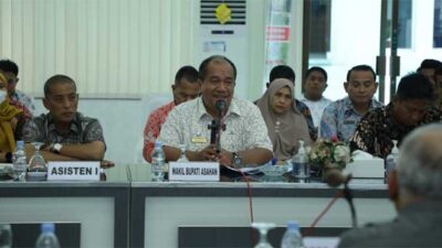 Wakil Bupati Asahan, Taufik Zainal Abidin terima kunjungan anggota DPRD Sumut di kantor bupati, Kamis (26/1/2023).