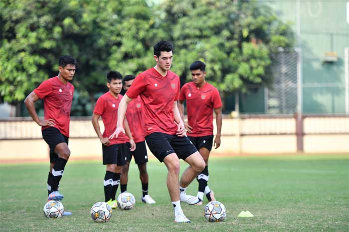 Pemain timnas latihan di Jakarta. (pssi)