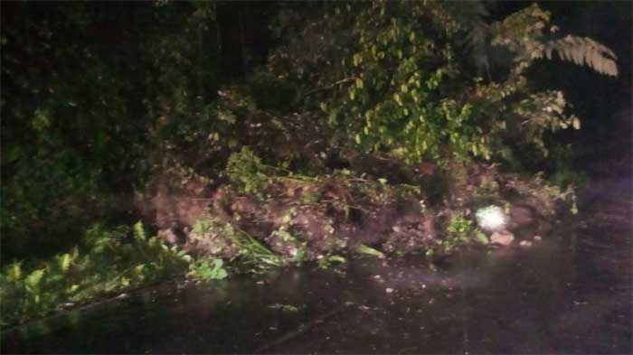 TERTUTUP-Jalan yang tertutup akibat longsor di di Jorong Alai, Nagari Koto Malintang, Kecamatan Tanjung Raya. (ist)