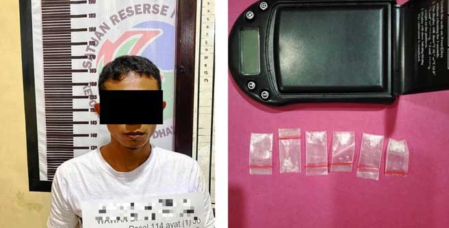 Terduga pelaku dan barang bukti yang diamankan polisi. (*)