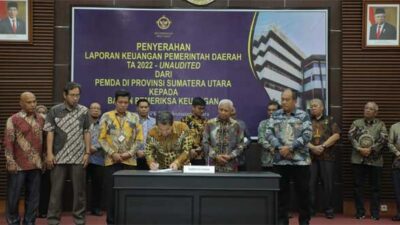Pemerintah Kabupaten Asahan LKPD 2022 kepada Badan Pemeriksa Keuangan (BPK) Perwakilan Sumatera Utara di Medan, Jumat (10/3/2023).
