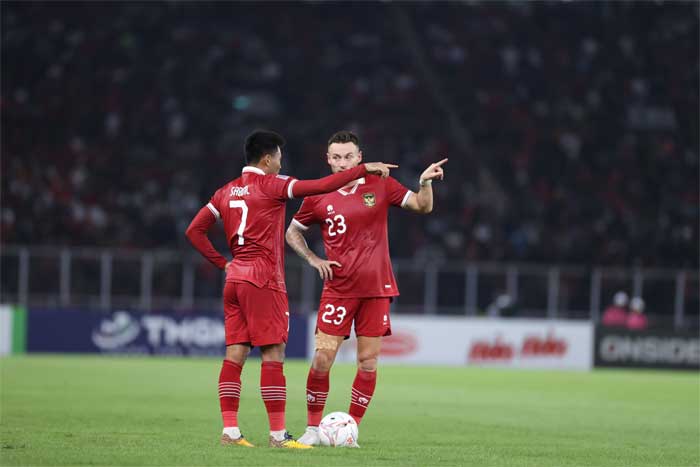 Dua pemain tim nasional Indonesia. (pssi)