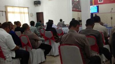 Rapat koordinasi dalam persiapan pengamanan lebaran di Polres Asahan, Kamis (6/4/2023).