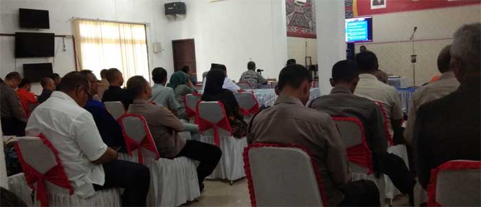 Rapat koordinasi dalam persiapan pengamanan lebaran di Polres Asahan, Kamis (6/4/2023).