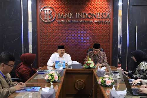 Wali Kota Zul Elfian Umar audiensi dengan jajaran Bank Indonesia Perwakilan Sumatera Barat di Padang, Jumat (14/4/2023).