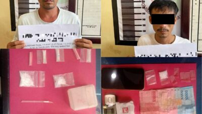 Terduga pelaku dan barang bukti yang diamankan polisi