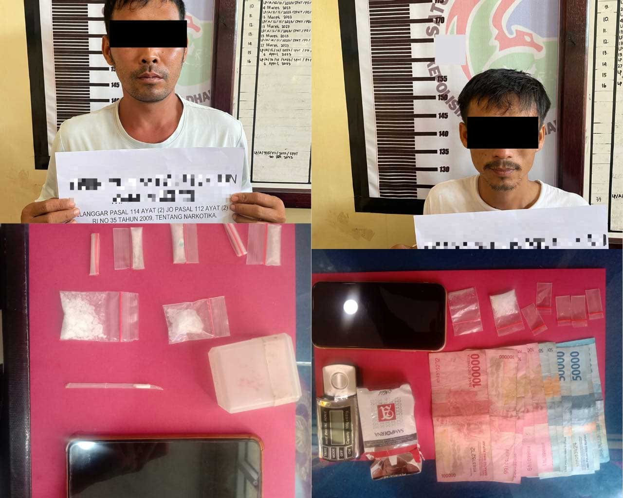 Terduga pelaku dan barang bukti yang diamankan polisi