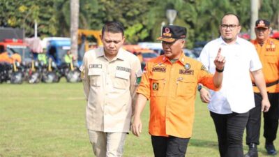 Penjabat Bupati Muba hadiri apel kebakaran hutan dan lahan di halaman Griya Agung Palembang, Rabu (17/5/2023)