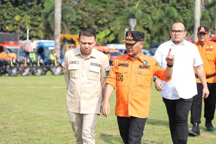 Penjabat Bupati Muba hadiri apel kebakaran hutan dan lahan di halaman Griya Agung Palembang, Rabu (17/5/2023)