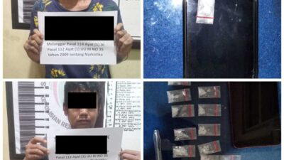 Terduga pelaku dan barang bukti yang diamankan polisi