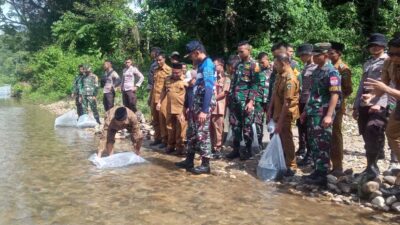 Peserta Latsitardanus Tebar 6.000 Benih Ikan di Batang Sumpur