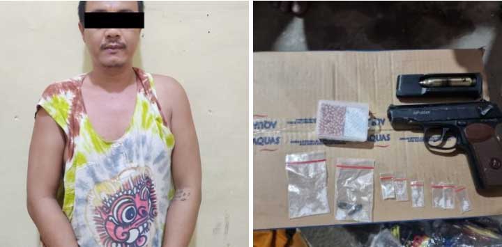 Terduga pelaku dan barang bukti yang diamankan polisi