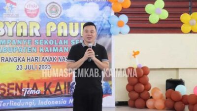 Bupati Kaimana beri sambutan pada peringatan Hari Anak Nasional