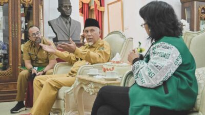 Gubernur Mahyeldi dialog dengan Ketua Umum PP Pordasi, Triwatty Marciano