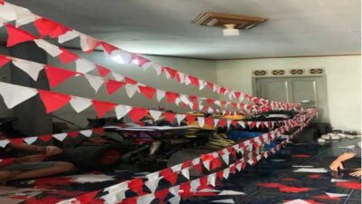 Dekorasi persiapan perayaan hari kemerdekaan Indonesia