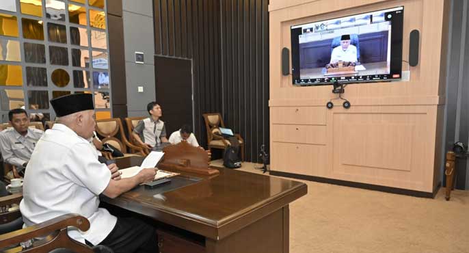 Gubernur Mahyeldi beri sambutan dalam Konferensi Internasional Keperawatan ke-4 atau The Fourth Andalas Nursing Conference di Universitas Andalas, Rabu (6/9/2023).