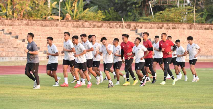 Pemain timnas Indonesia latihan di Solo. (pssi)