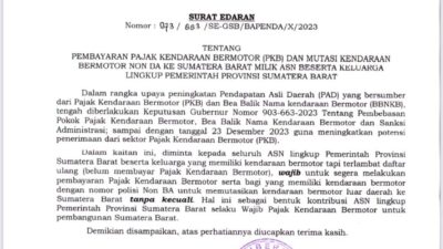 Surat Edaran Gubernur Sumbar