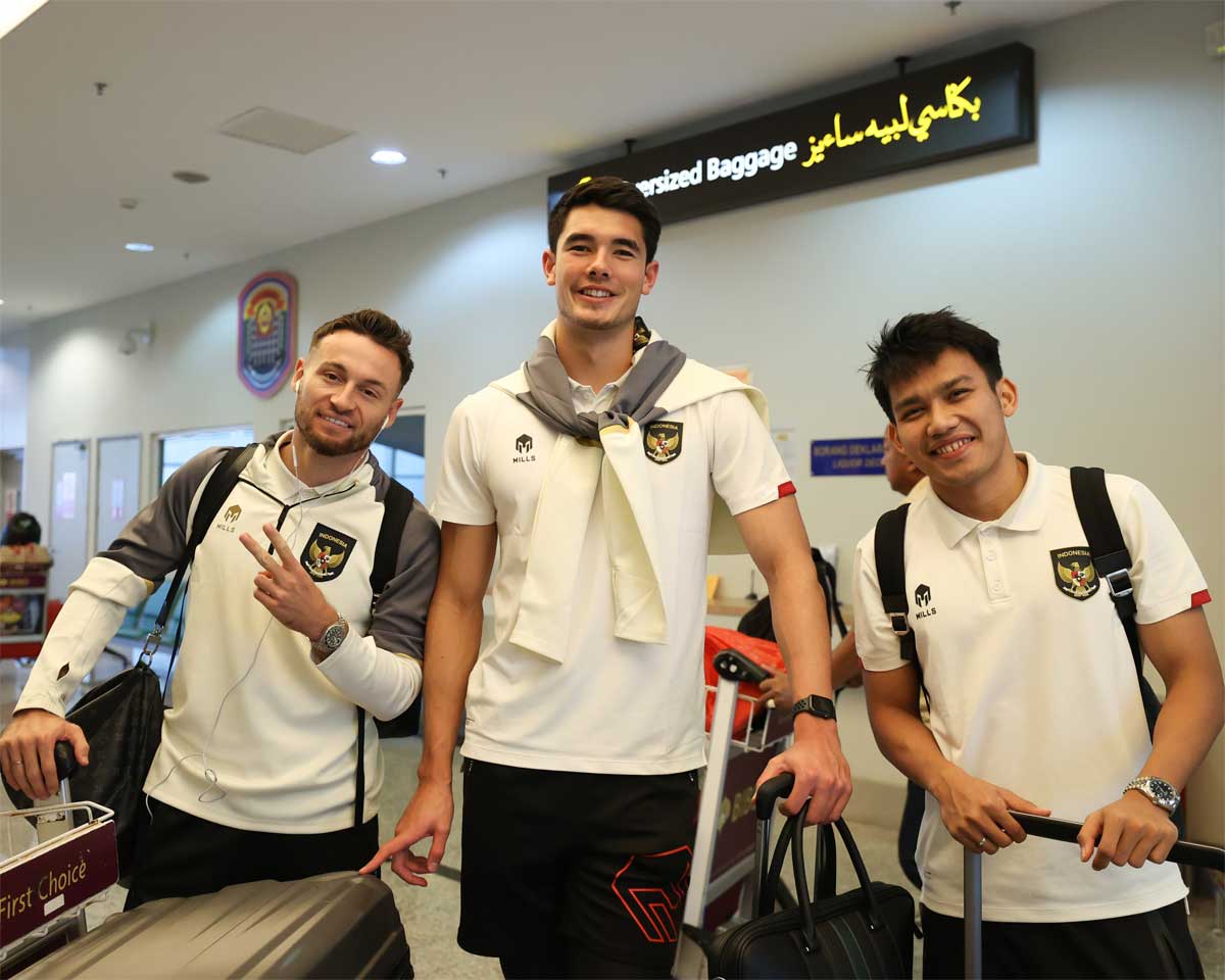 Pemain timnas Indonesia tiba di Brunei Darussalam. (pssi)