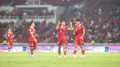Pemain Indonesia selebrasi usai cetak gol ke gawang Brunei. (pssi)