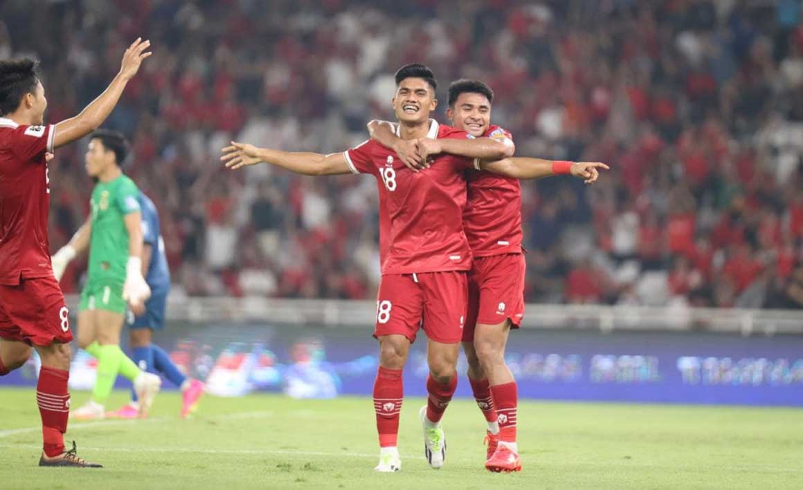 Selebrasi Ramadan Sananta usai cetak gol. (pssi)