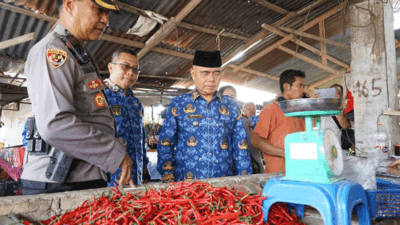 Asisten Bidang Administrasi Pembangunan Pemkab Asahan, Oktoni Eryanto sidak pasar dan pantau harga sembako