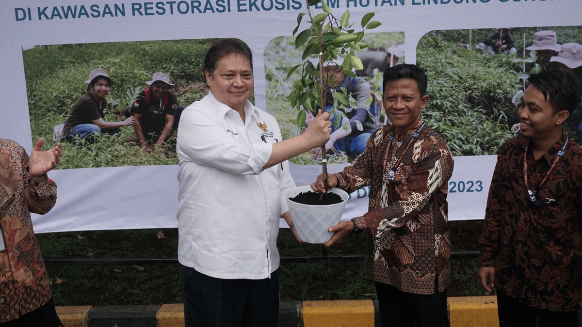 Ceremonial bersama Airlangga Hartarto (Menteri Koordinator Bidang Perekonomian Republik Indonesia) di program penanaman 5.000 pohon bersama Cargill.