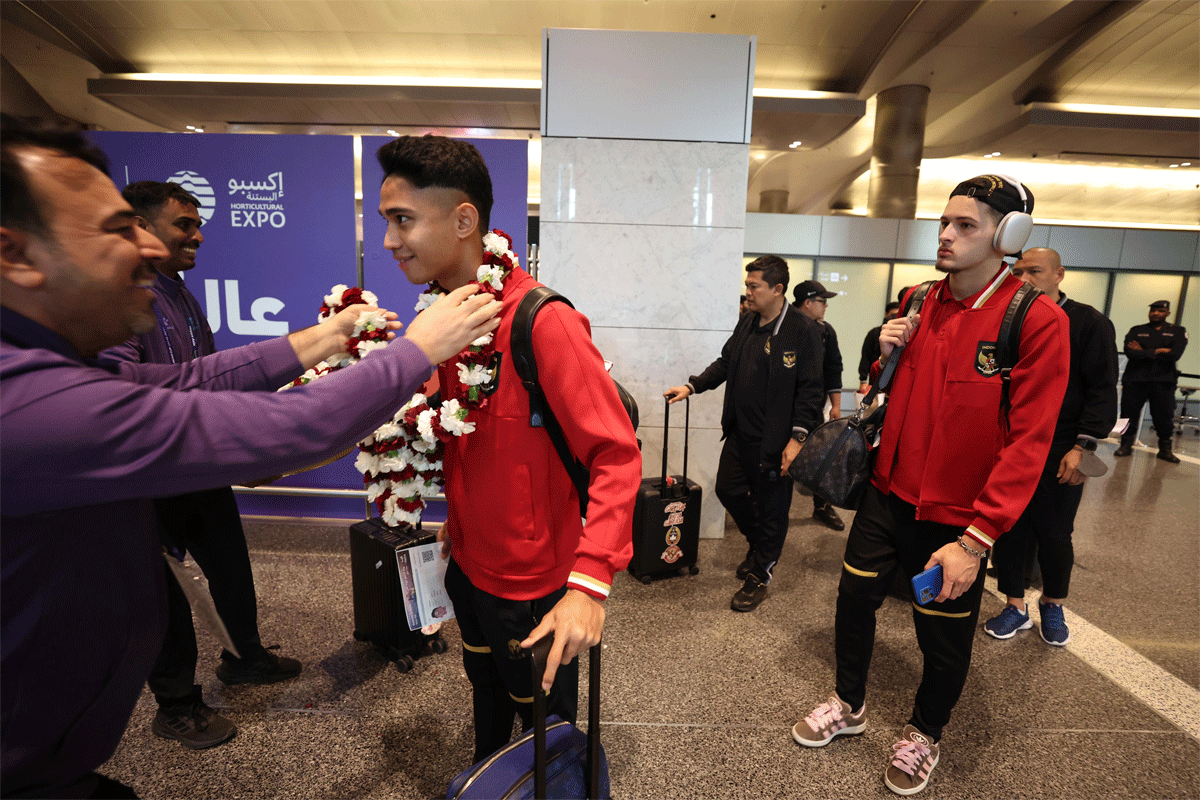 Pemain timnas disambut Duta Besar Indonesia untuk Qatar. (pssi)