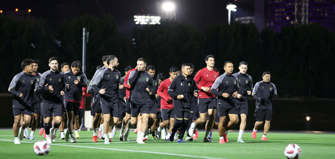 Pemain timnas Indonesia jalani latihan perdana di Qatar. (pssi)