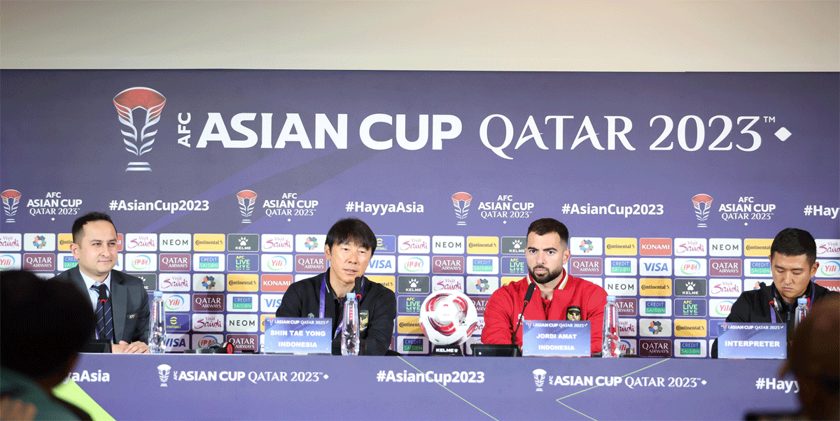 Pelatih timnas Indonesia, Shin Tae-yong berikan keterangan pers. (pssi)