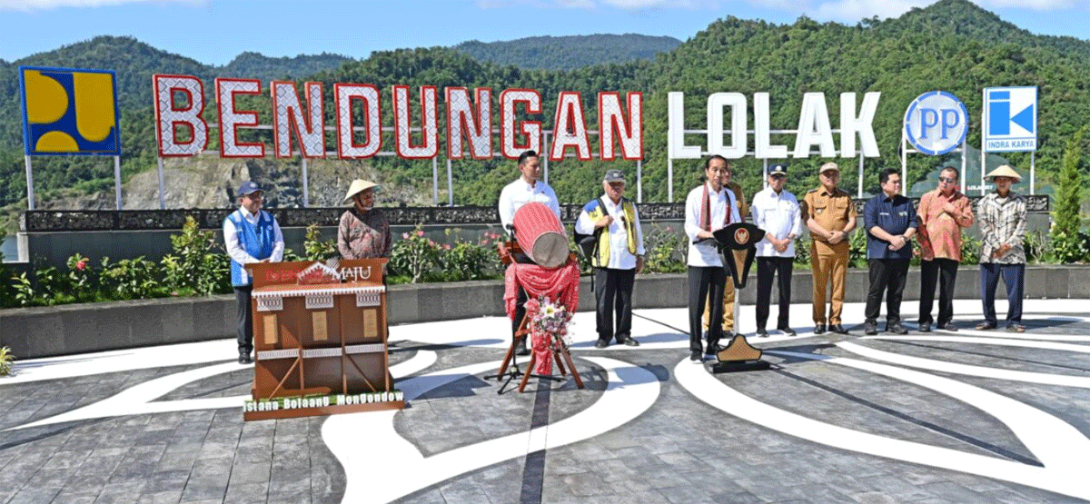 Presiden Joko Widodo meresmikan Bendungan Lolak di Kabupaten Bolaang Mongondow, Sulawesi Utara, Jumat (23/2/2024). (BPMI Setpres/Kris)