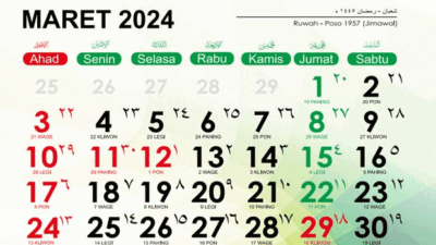 Kalender Maret 2024