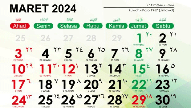 Kalender Maret 2024