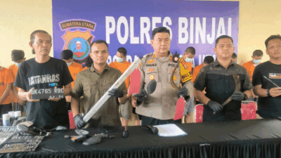 Polres Binjai berikan keterangan pers.