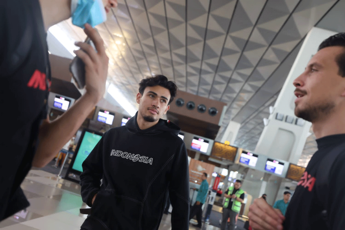 Pemain timnas Indonesia di Bandara Soekarno-Hatta. (pssi)