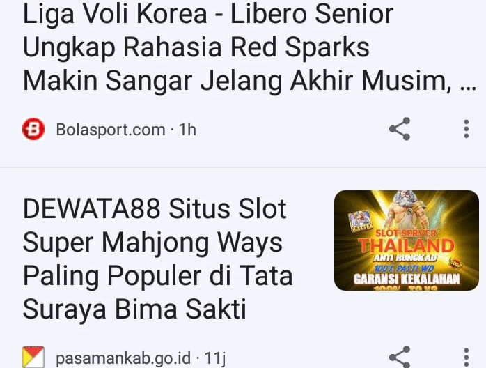 Tangkapan layar discover google yang mencantumkan pasamankab.go.id
