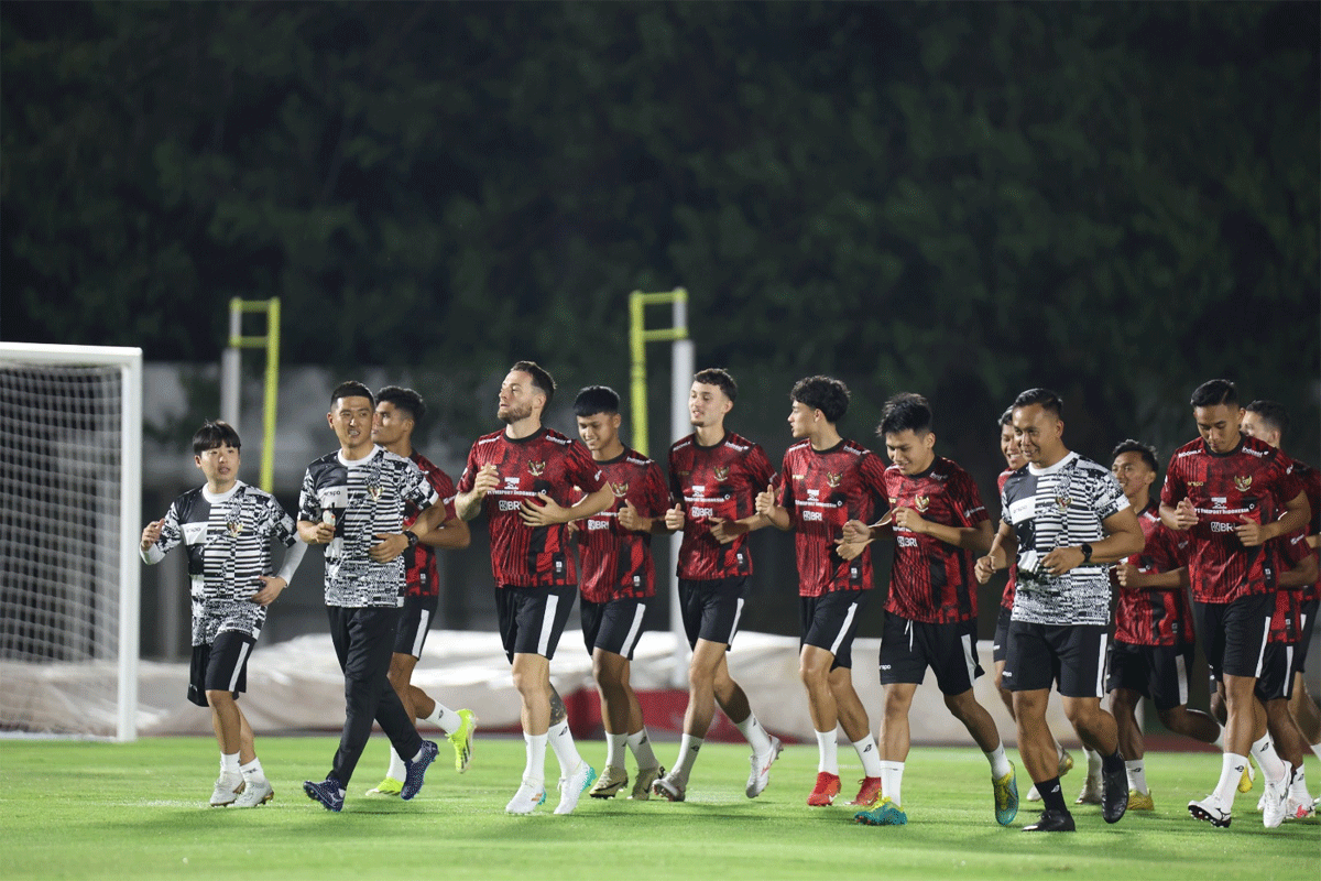 Pemain timnas Indonesia latihan jelang lawan Vietnam. (pssi)