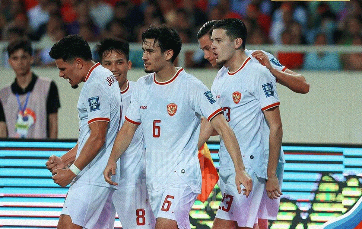 Pemain Indonesia selebrasi usai cetak gol. (instagram timnas)
