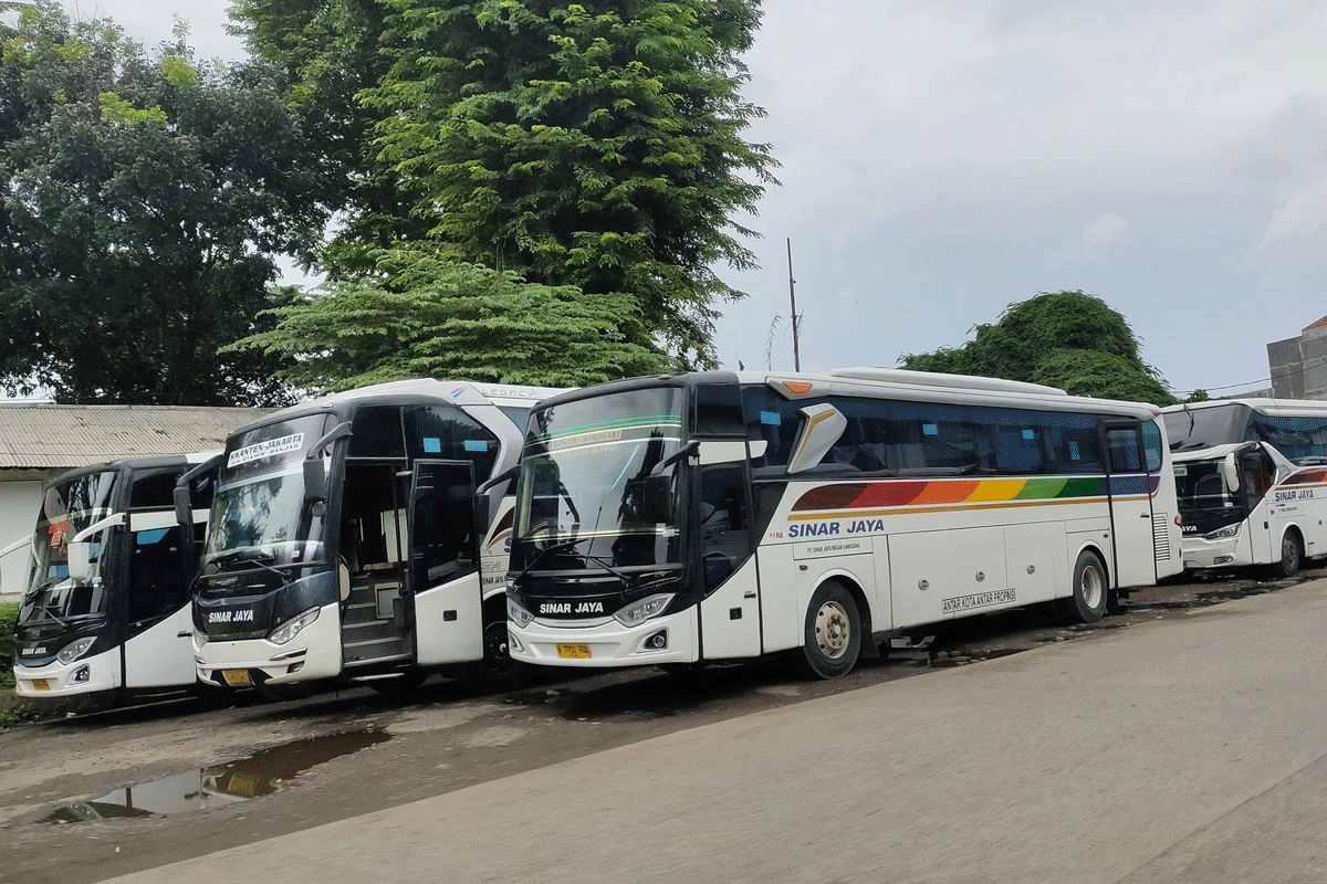 Armada bus Sinar Jaya. (Kompas.com)