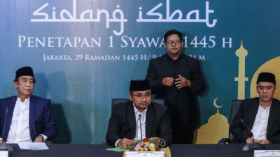 Menteri Agama berikan keterangan pers setelah penetapan 1 Syawal usai sidang itsbat di Kemenag. (detikcom)