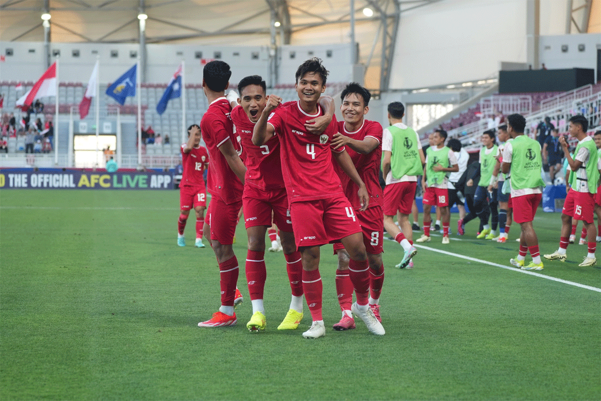 Pemain timnas Indonesia selebrasi usai cetak gol ke gawang Australia. (pssi)