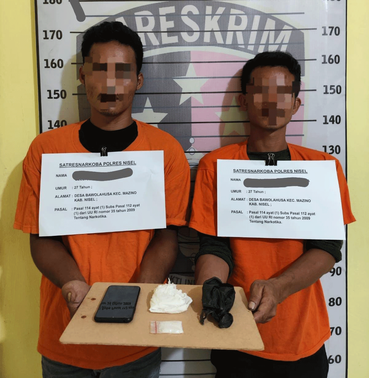 Tersangka dan barang bukti yang diamankan polisi
