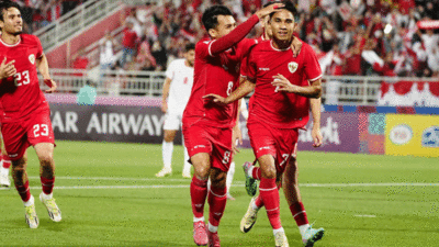 Pemain Indonesia selebrasi usai cetak gol ke gawang Yordania. (pssi)