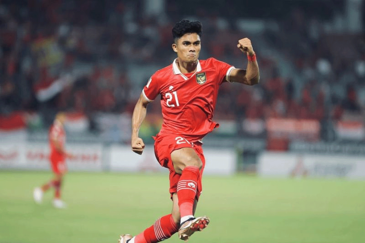 Ramadhan Sananta selebrasi usai cetak gol. (okezone)