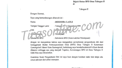 Sempat Jadi Sorotan, Anggota BPD Desa Tuhegeo II Tak Aktif Akhirnya Mengundurkan Diri