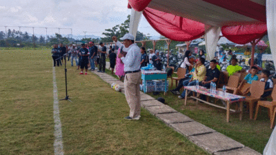 Pembukaan Liga Junior Payakumbuh di lapangan Kapten Tantawi, Kelurahan Tanjung Pauh, Rabu (1/5/2024).