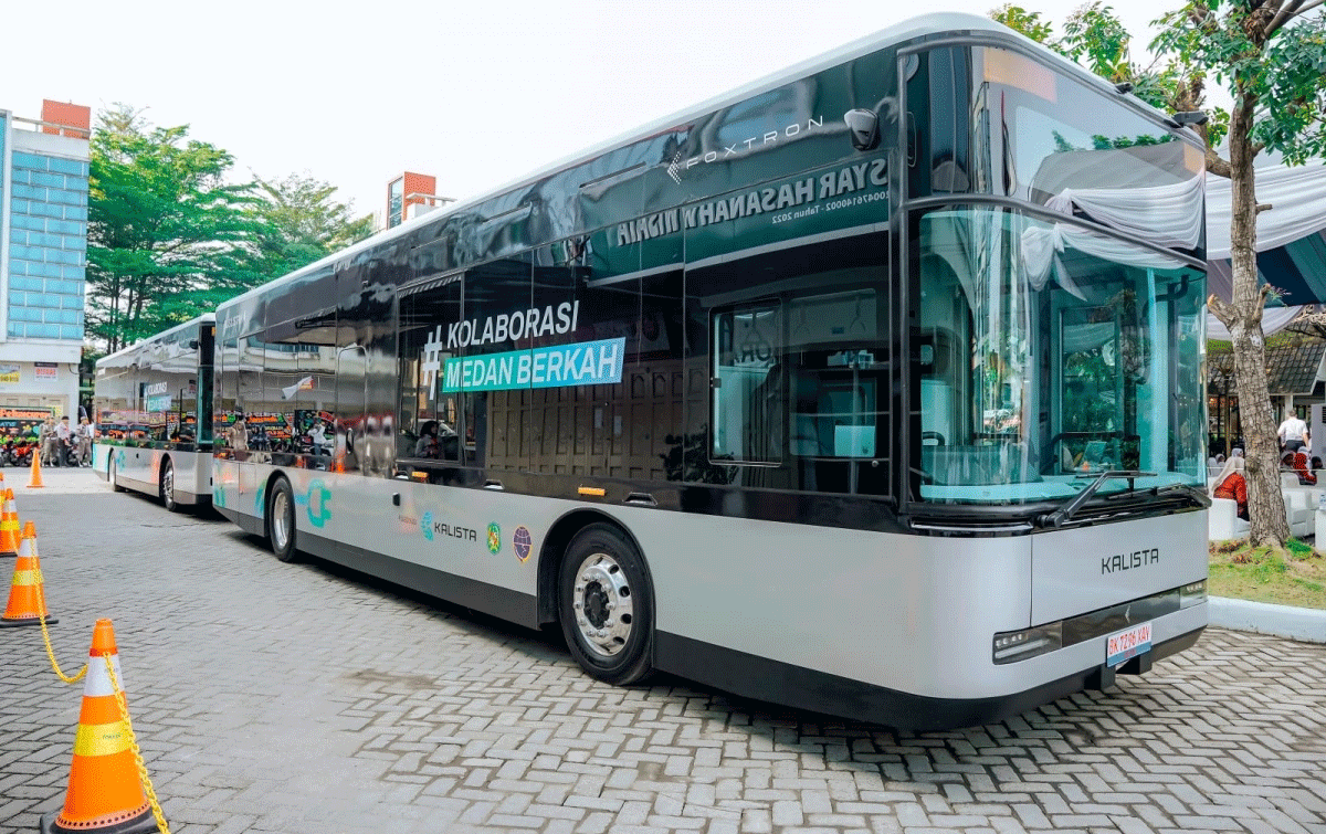 Bus listrik yang beroperasi di Medan