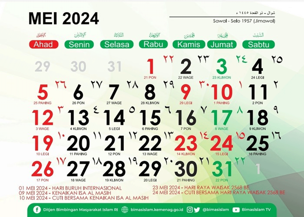 Kalender Mei 2024