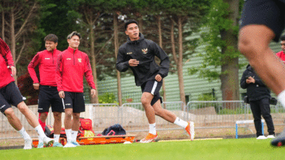 Pemain timnas latihan di Paris jelang hadapi Guinea. (pssi)